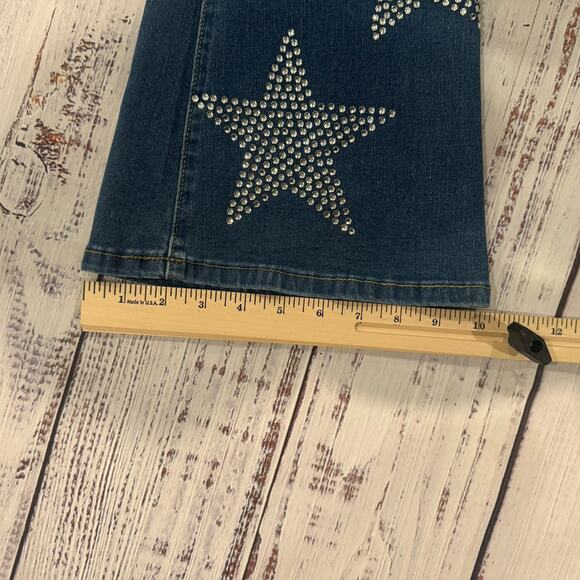 Austin Landing Star Studded Flare Jeans SZ 5/27 Blue Bling Boho Festival Y2K - Picture 6 of 9